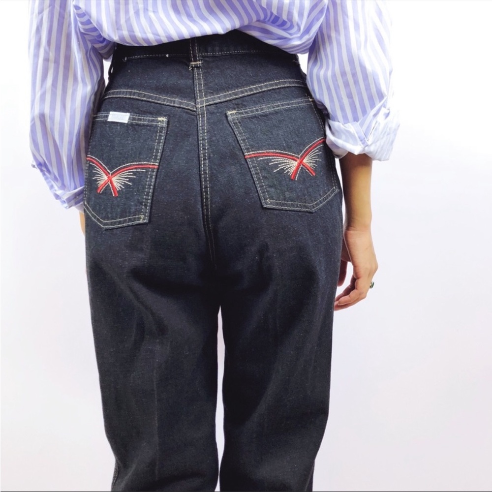Vtg 80's RARE High Waist PinUp Denim Jeans 26